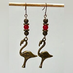 Antique Bronze Flamingo Earrings